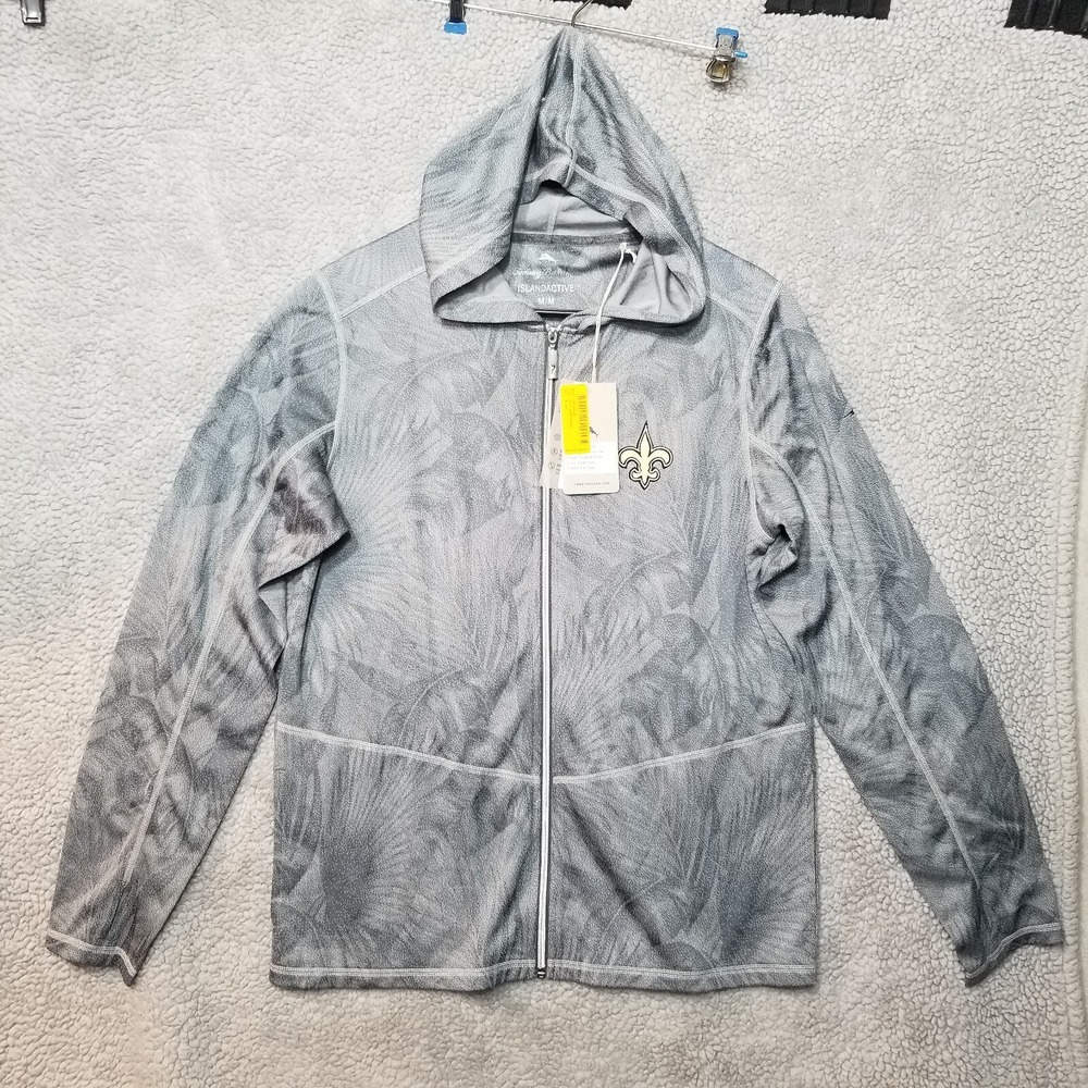Tommy Bahama‎ New Orleans Saints IslandZone Performance Hoodie Pullover Gray Med - Picture 5 of 8